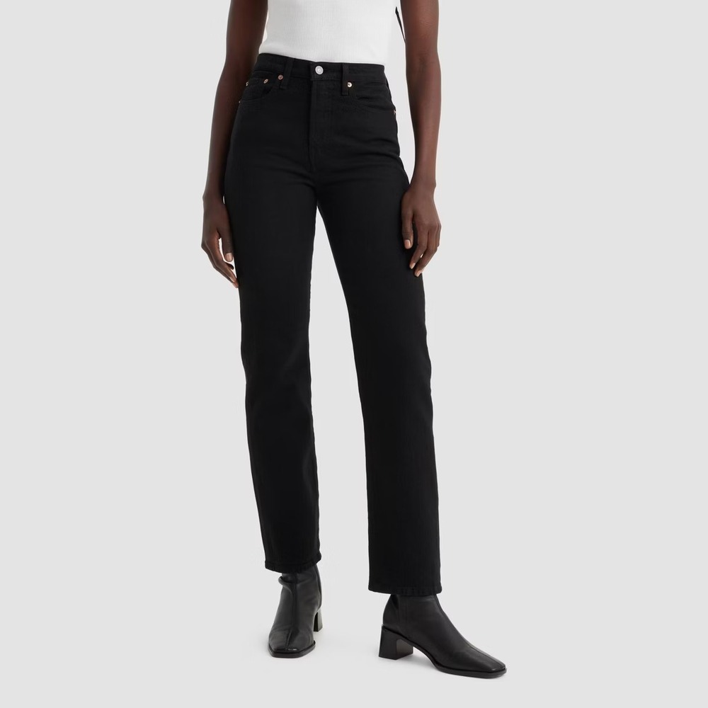 Levis Premium Wedgie Straight Corduroy Pants Black High‎ Rise Size 26